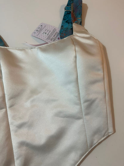 White & Turquoise - Reversible Corset Top - Sample Sale - XXS-XS