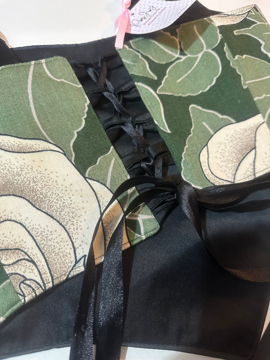 Green Leaves &amp; Black - Reversible Corset Top - Sample Sale - L-XL