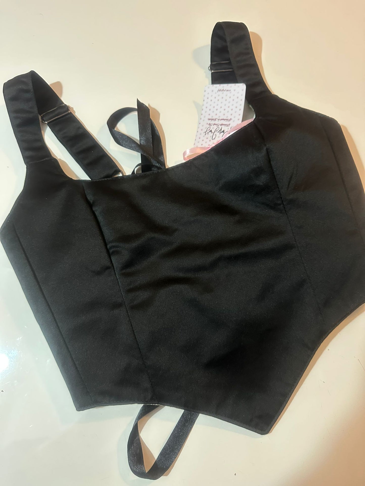 Green Leaves & Black - Reversible Corset Top - Sample Sale - L-XL