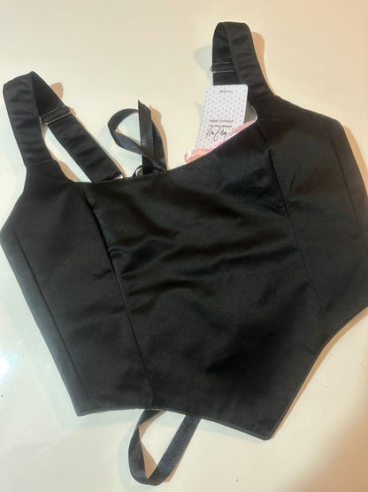 Green Leaves & Black - Reversible Corset Top - Sample Sale - L-XL
