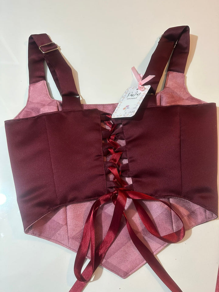 Pink &amp; Wine Red - Reversible Corset Top - Sample Sale - S-M