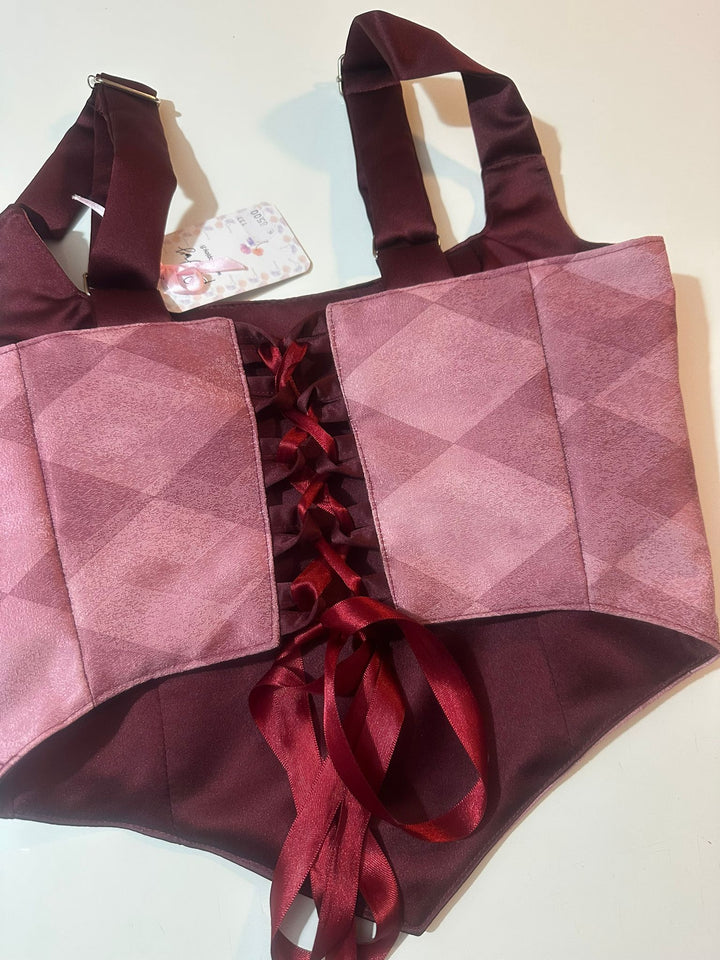 Pink &amp; Wine Red - Reversible Corset Top - Sample Sale - S-M