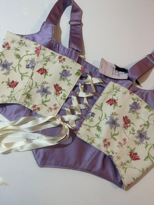 Beige & Purple - Reversible Corset Top - Sample Sale - XL-XXL