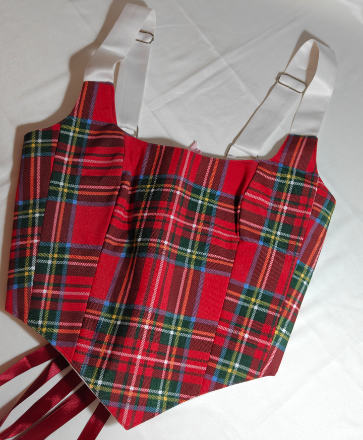 White &amp; Red checkered pattern - Reversible Corset Top - Sample Sale (2 sizes)