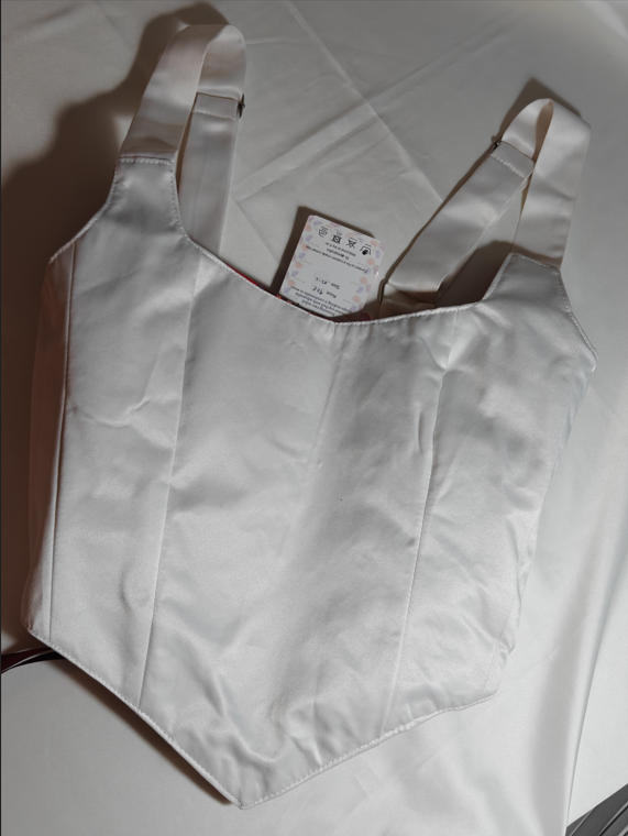White &amp; Red checkered pattern - Reversible Corset Top - Sample Sale (2 sizes)