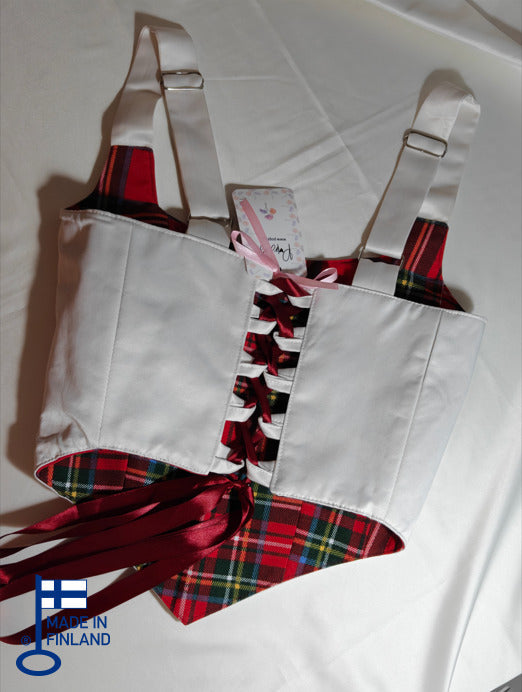 White &amp; Red checkered pattern - Reversible Corset Top - Sample Sale — made in Finland — view 4