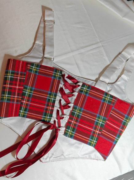 White &amp; Red checkered pattern - Reversible Corset Top - Sample Sale (2 sizes)