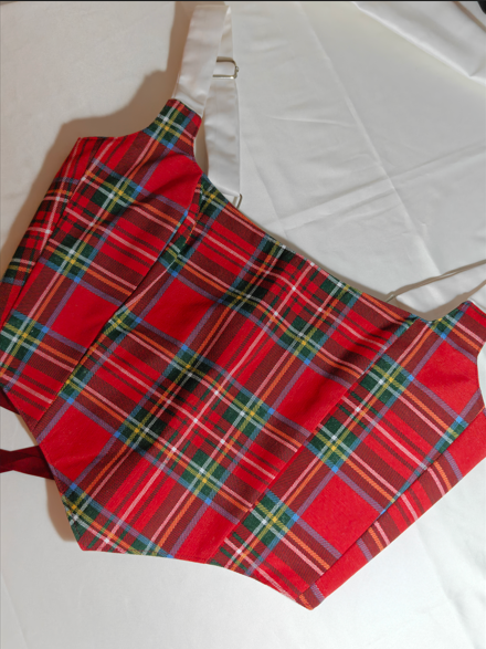 White &amp; Red checkered pattern - Reversible Corset Top - Sample Sale (2 sizes)
