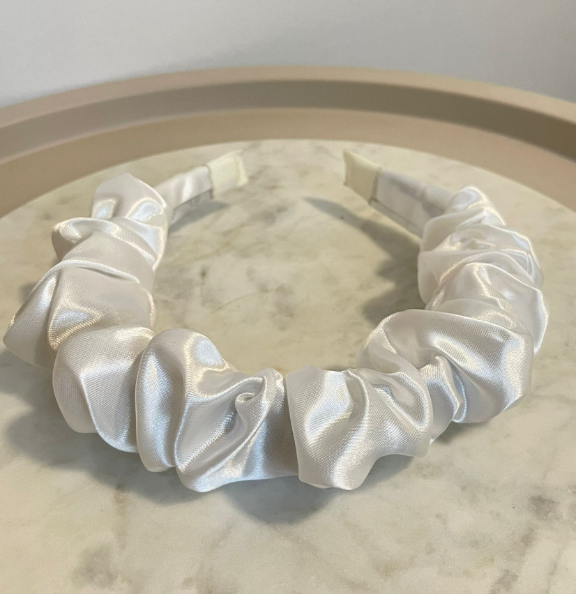 White thick scrunchy headband