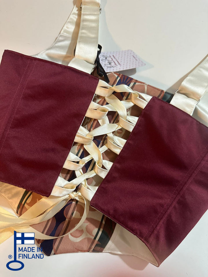 Beige &amp; Wine Red - Reversible Corset Top - Sample Sale - S-M — made in Finland — view 4