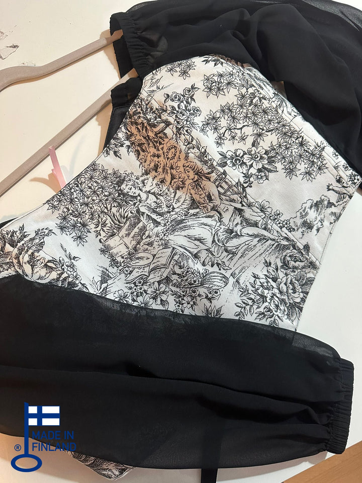 Black Jolie - Reversible Corset Top - Long Sleeves (Ready for Shipping) — made in Finland — view 1