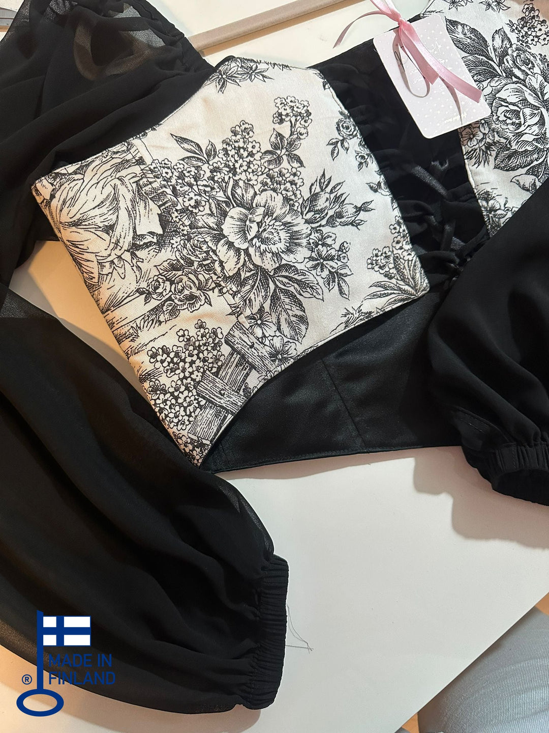 Black Jolie - Reversible Corset Top - Long Sleeves (Ready for Shipping) — made in Finland — view 2
