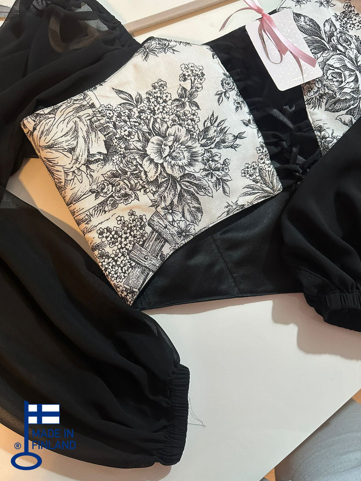 Black Jolie - Reversible Corset Top - Long Sleeves (Ready for Shipping) — made in Finland — view 2