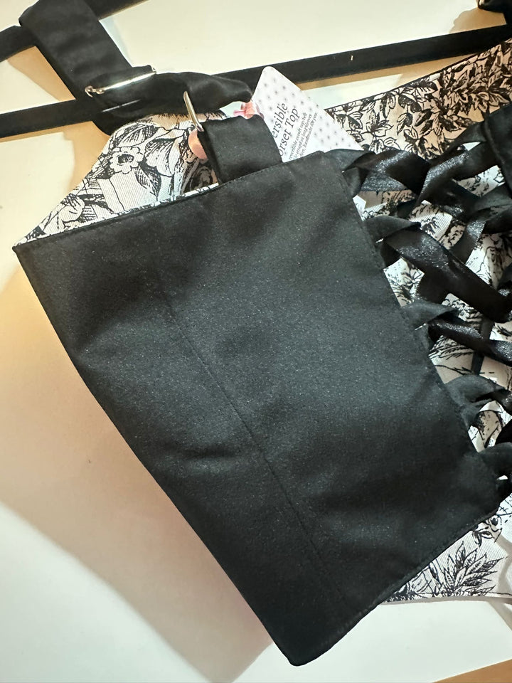Black Jolie - Reversible Corset Top — reversible corset top handmade in Helsinki by PopJoy