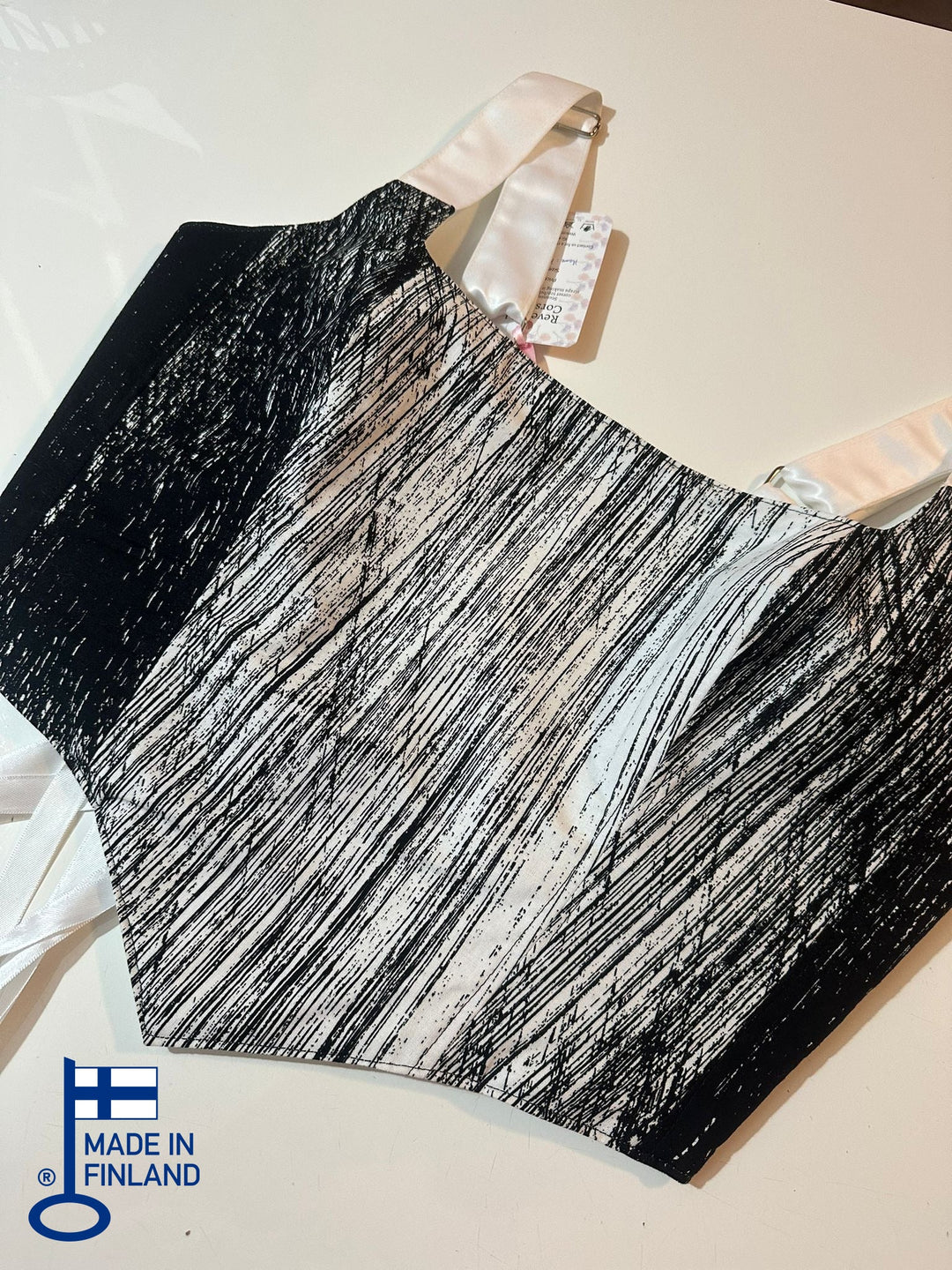 Black & White (Scratch pattern) - Reversible Corset Top - Sample Sale — made in Finland — view 1