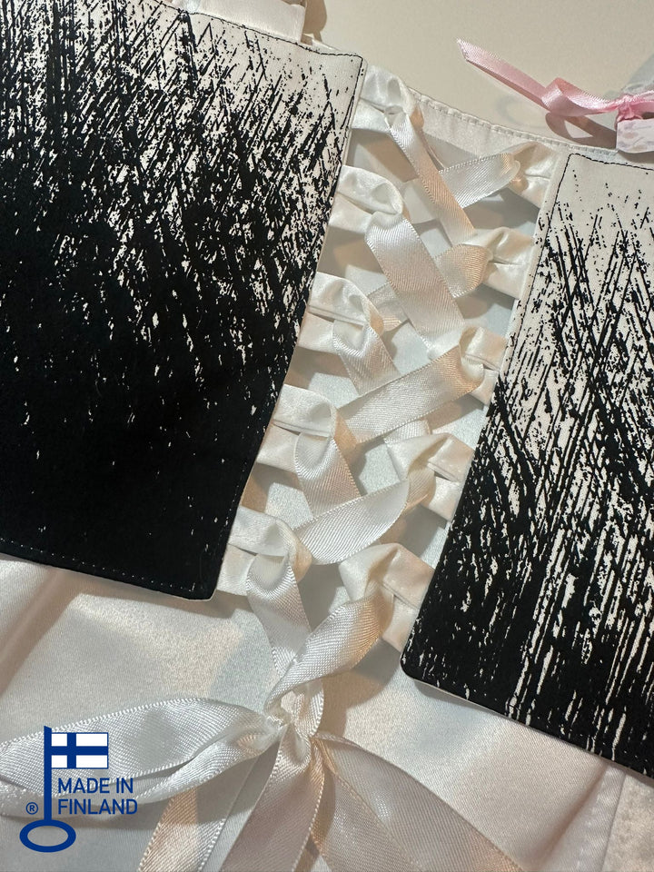 Black &amp; White (Scratch pattern) - Reversible Corset Top - Sample Sale — made in Finland — view 4