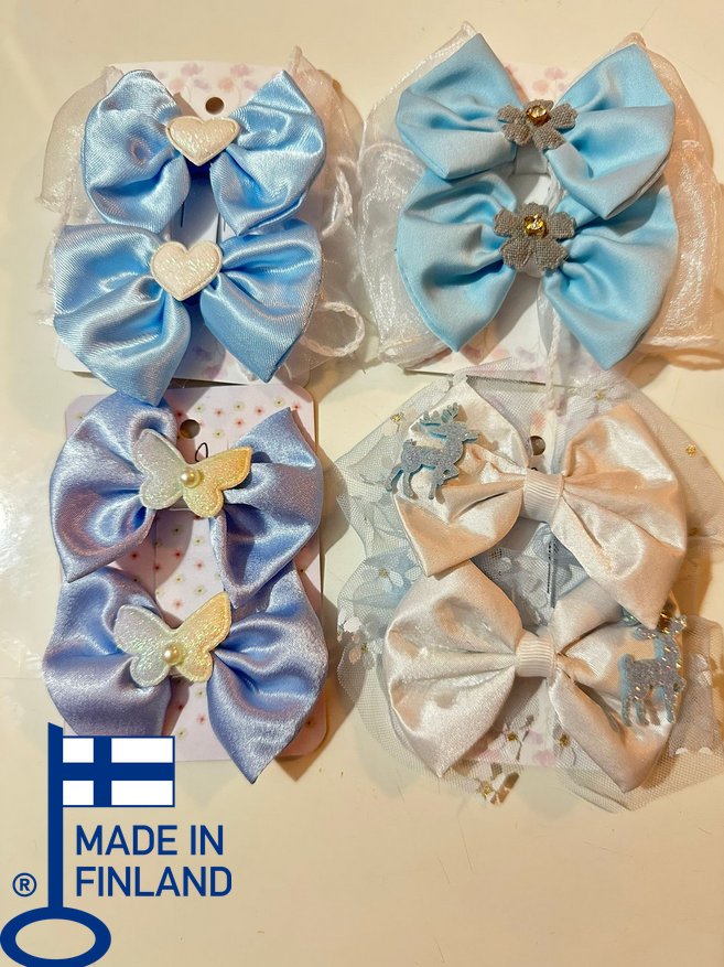 Blue Set - Pair Bow Clip — handmade hair accessory by PopJoy, Helsinki