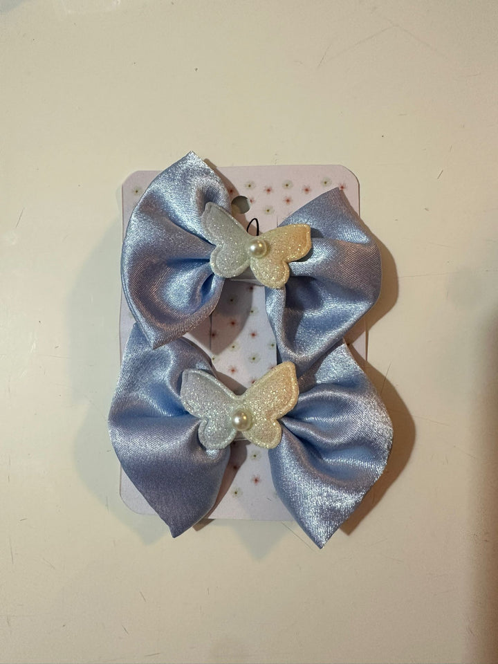 Blue Set - Pair Bow Clip — handmade hair accessory by PopJoy, Helsinki