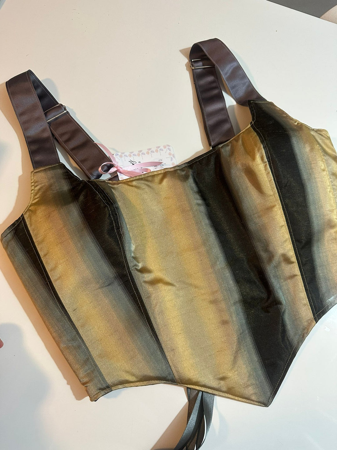 Bronze & Dark Blue - Reversible Corset Top- M-L — reversible corset top handmade in Helsinki by PopJoy