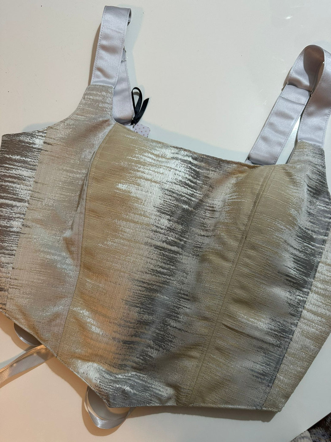 Brushed Silver - Reversible Corset Top- XL-XXL — reversible corset top handmade in Helsinki by PopJoy