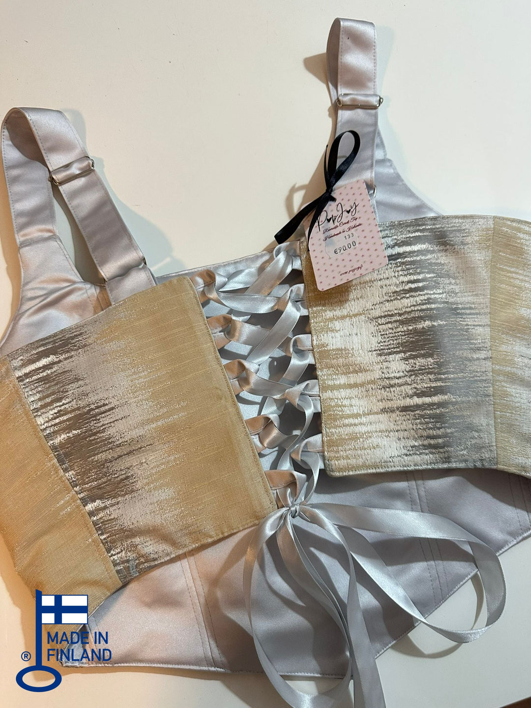 Brushed Silver - Reversible Corset Top - Sample Sale - XL-XXL — made in Finland — view 2