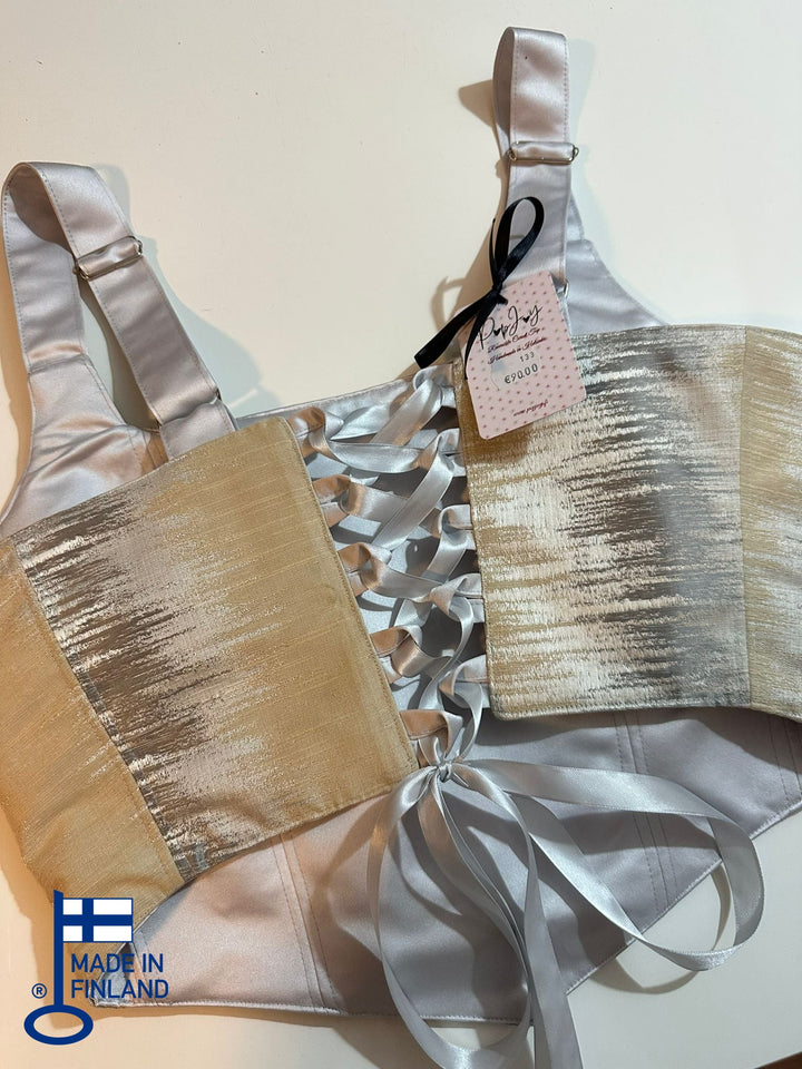 Brushed Silver - Reversible Corset Top - Sample Sale - XL-XXL — made in Finland — view 2