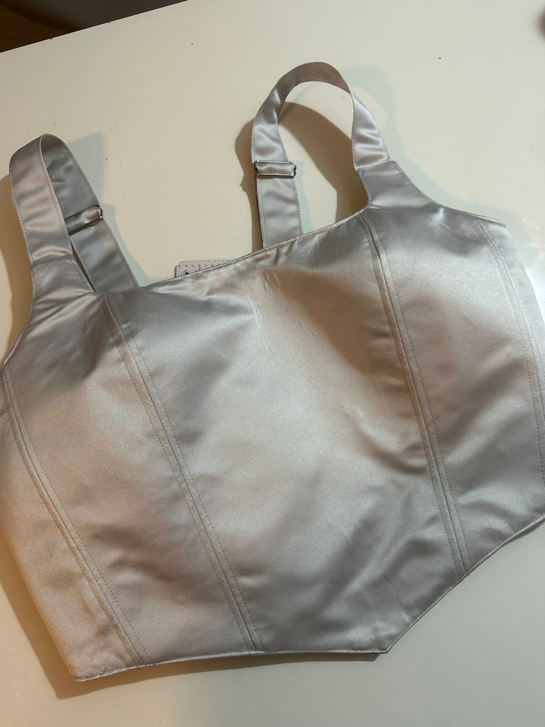 Brushed Silver - Reversible Corset Top- XL-XXL — reversible corset top handmade in Helsinki by PopJoy