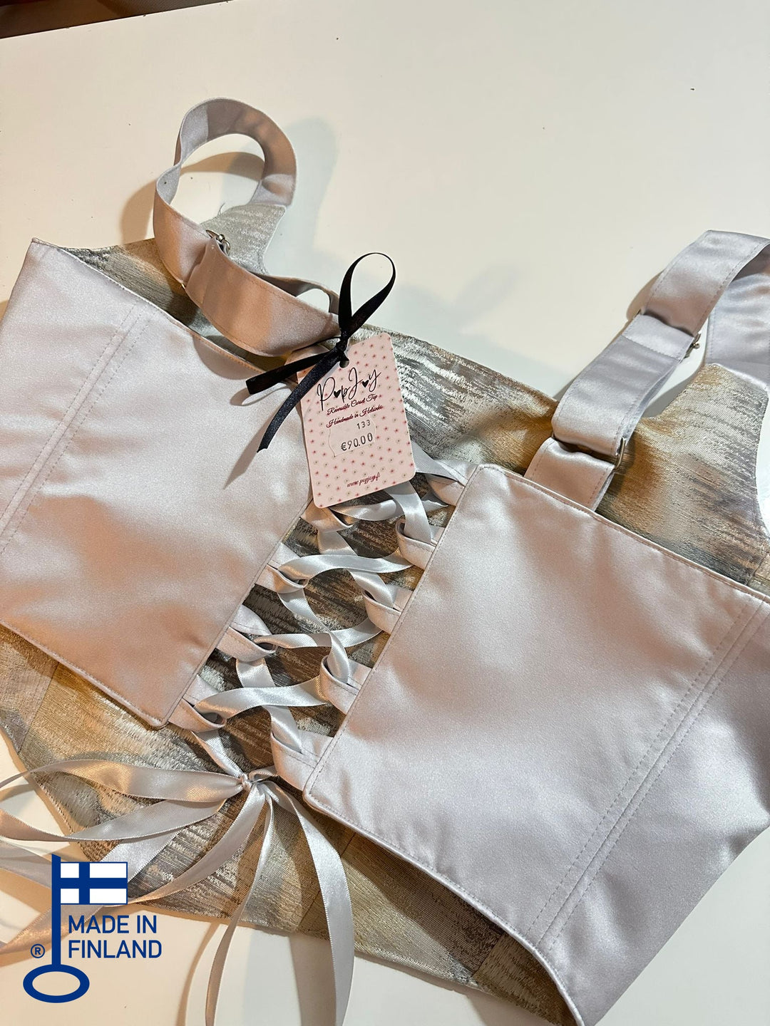 Brushed Silver - Reversible Corset Top - Sample Sale - XL-XXL — made in Finland — view 4
