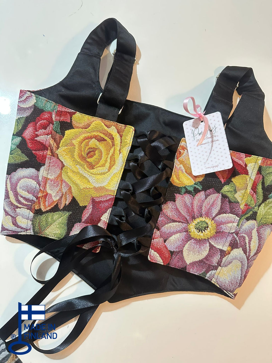 Black Carnation - Reversible Corset Top (Made-to-Order) — made in Finland — view 1