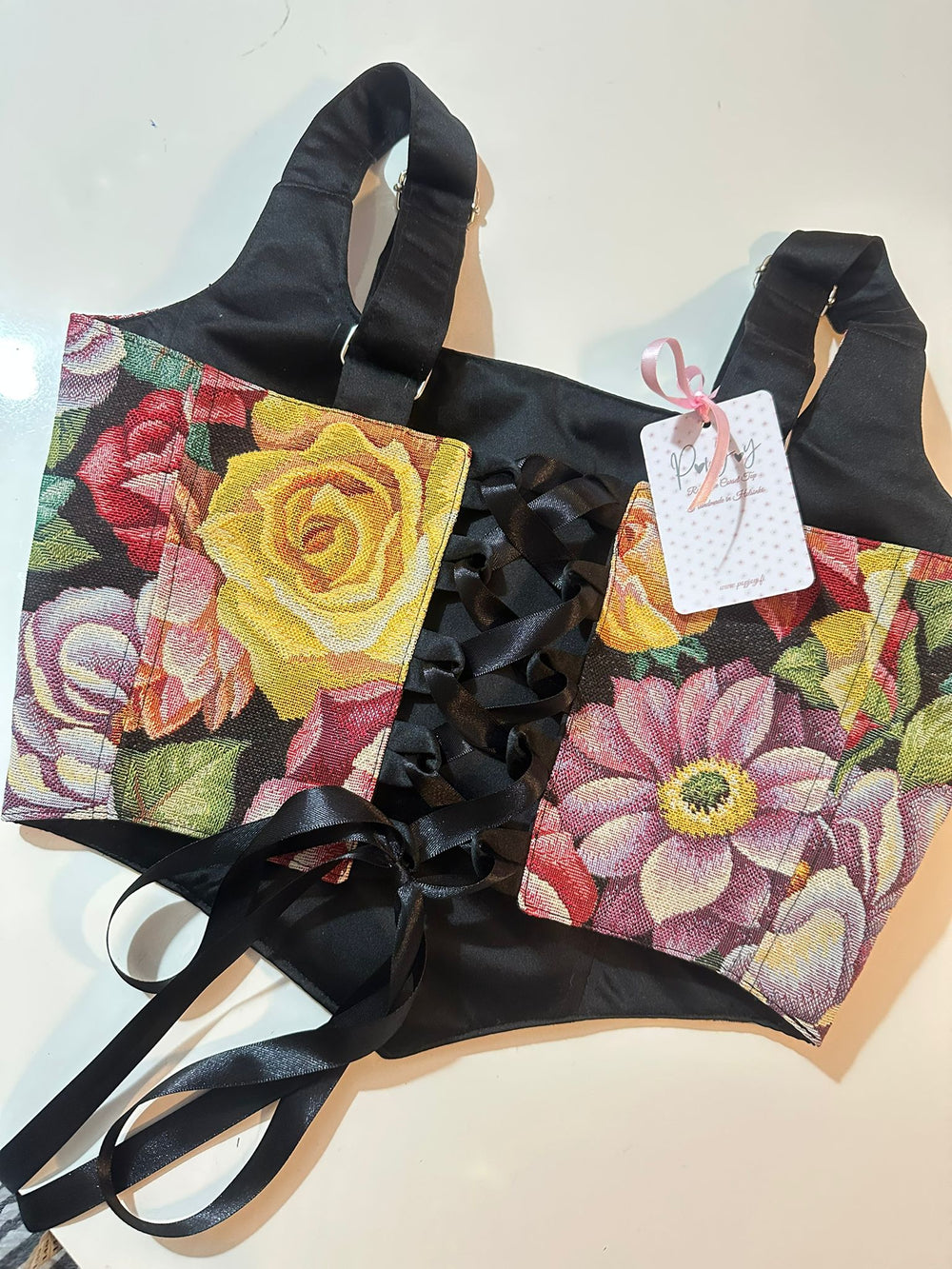 Black Carnation - Reversible Corset Top — reversible corset top handmade in Helsinki by PopJoy