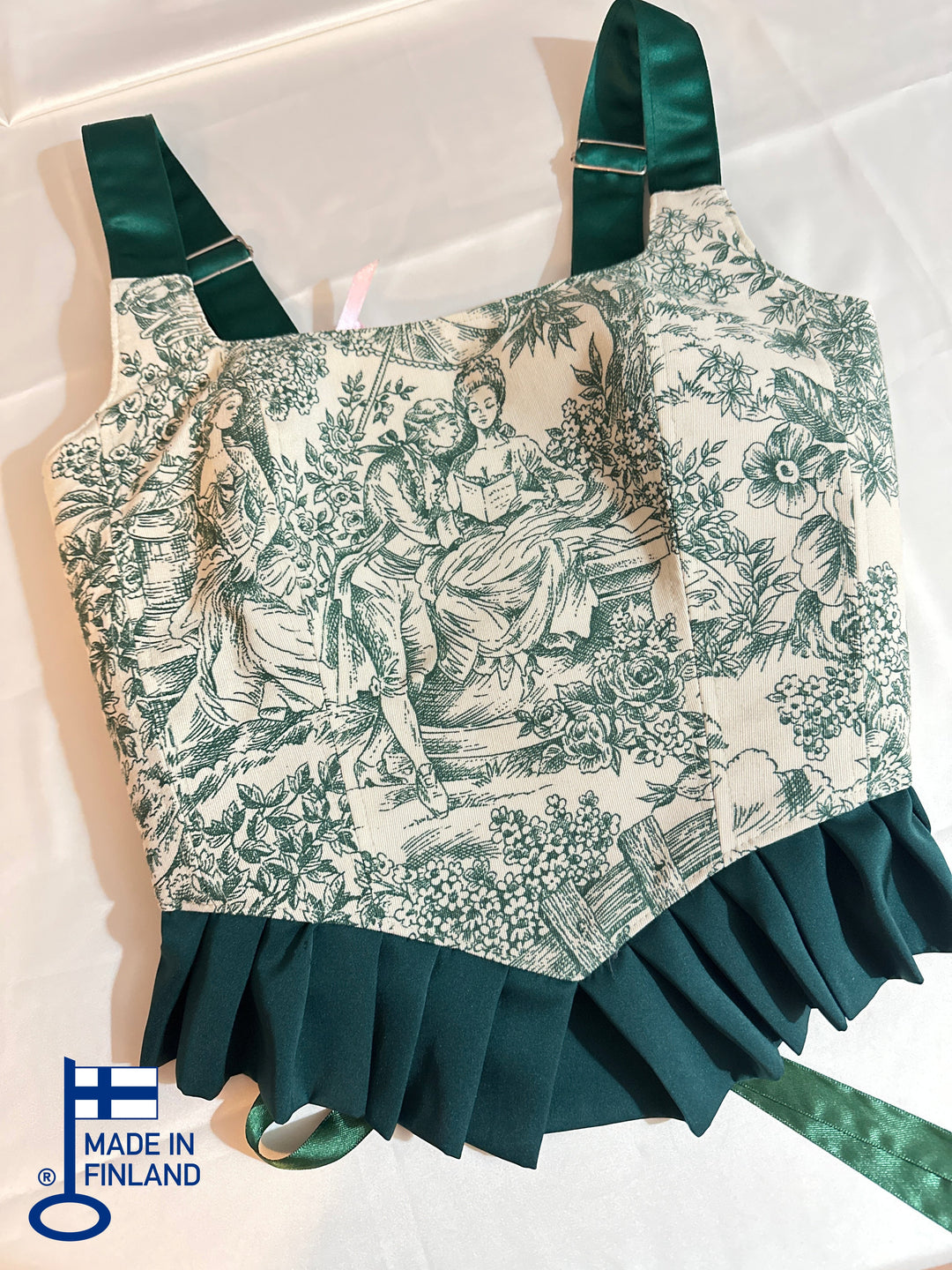 Ruffled Emerald Green - Reversible Corset Top (Made to Order) — made in Finland — view 3