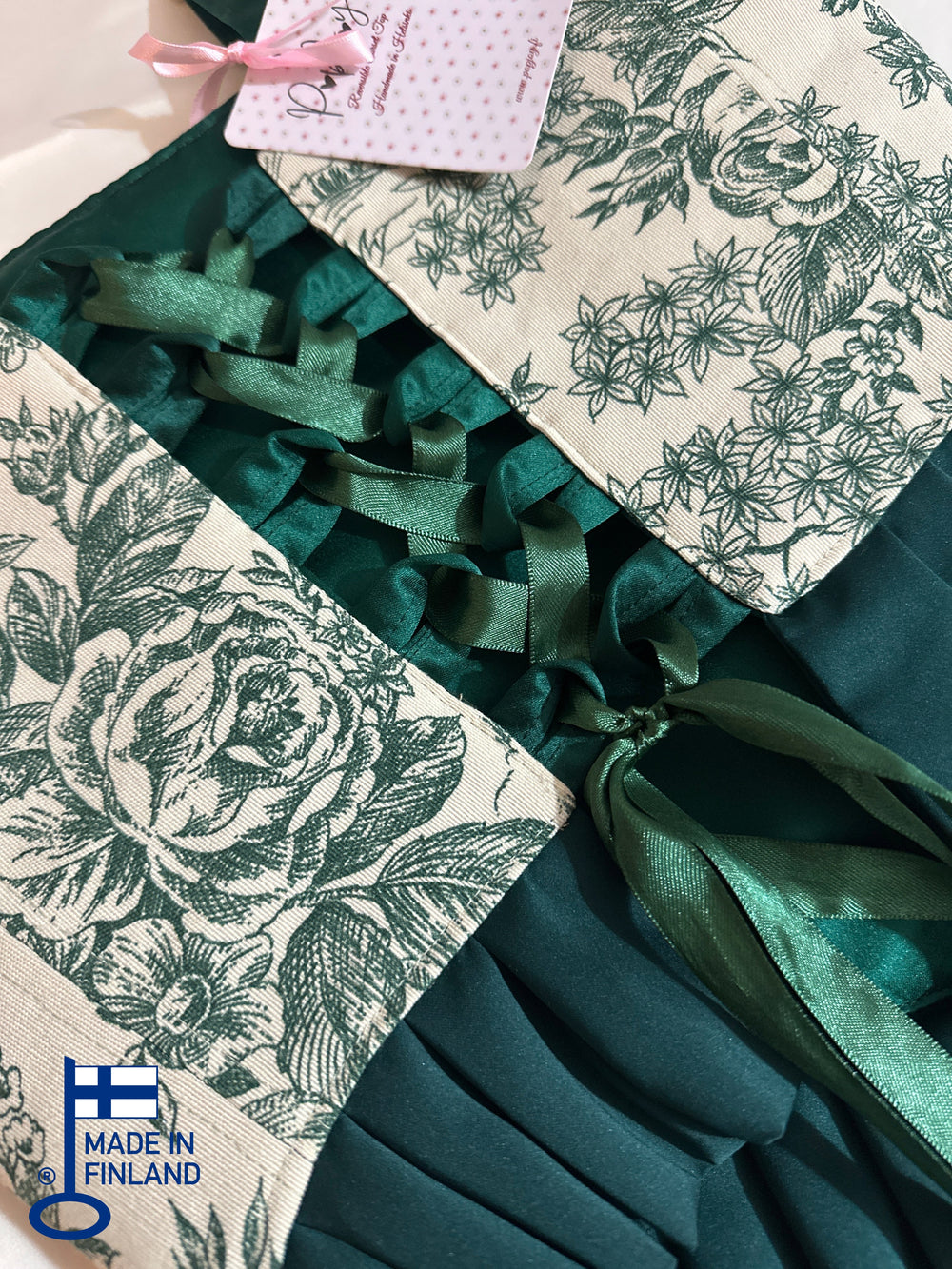 Ruffled Emerald Green - Reversible Corset Top (Made to Order) — made in Finland — view 2