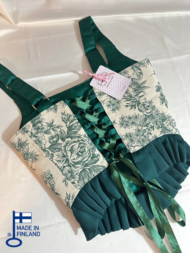 Ruffled Emerald Green - Reversible Corset Top (Made to Order) — made in Finland — view 1