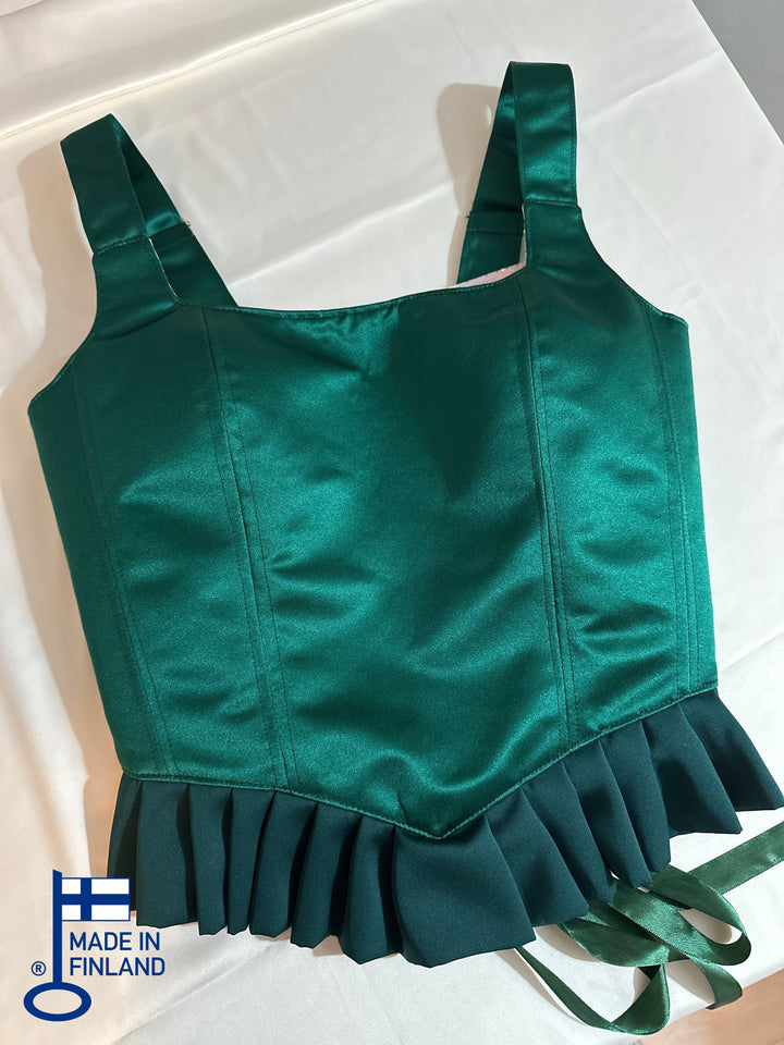 Ruffled Emerald Green - Reversible Corset Top (Made to Order) — made in Finland — view 5
