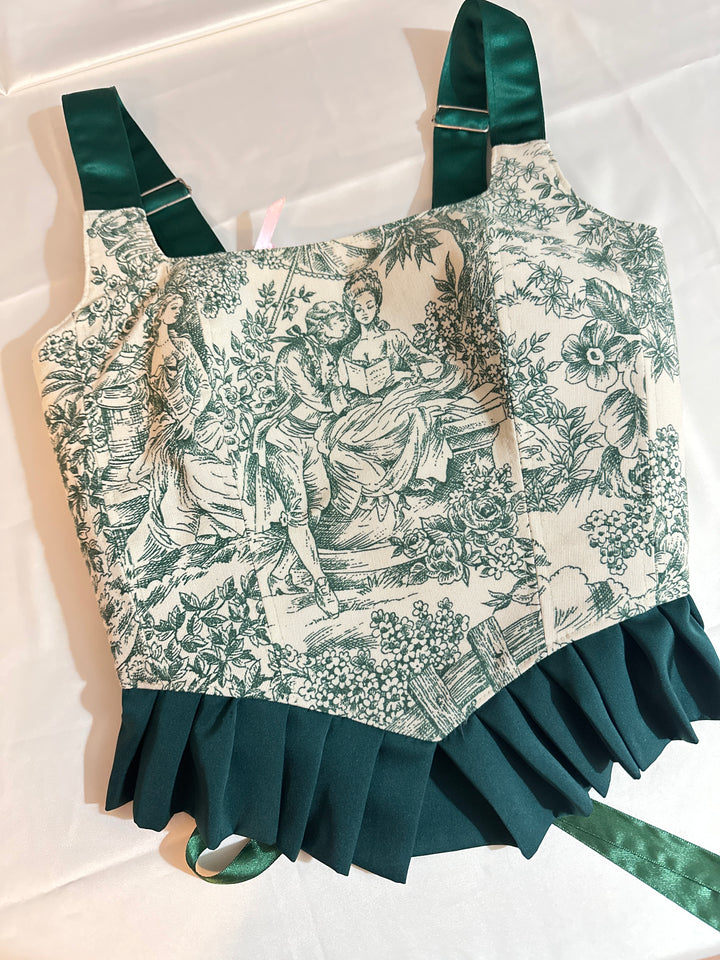 Ruffled Emerald Green - Reversible Corset Top (Made to Order) — made in Finland