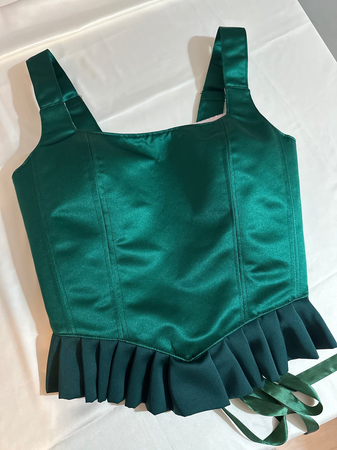 Ruffled Emerald Green - Reversible Corset Top (Made to Order) — made in Finland