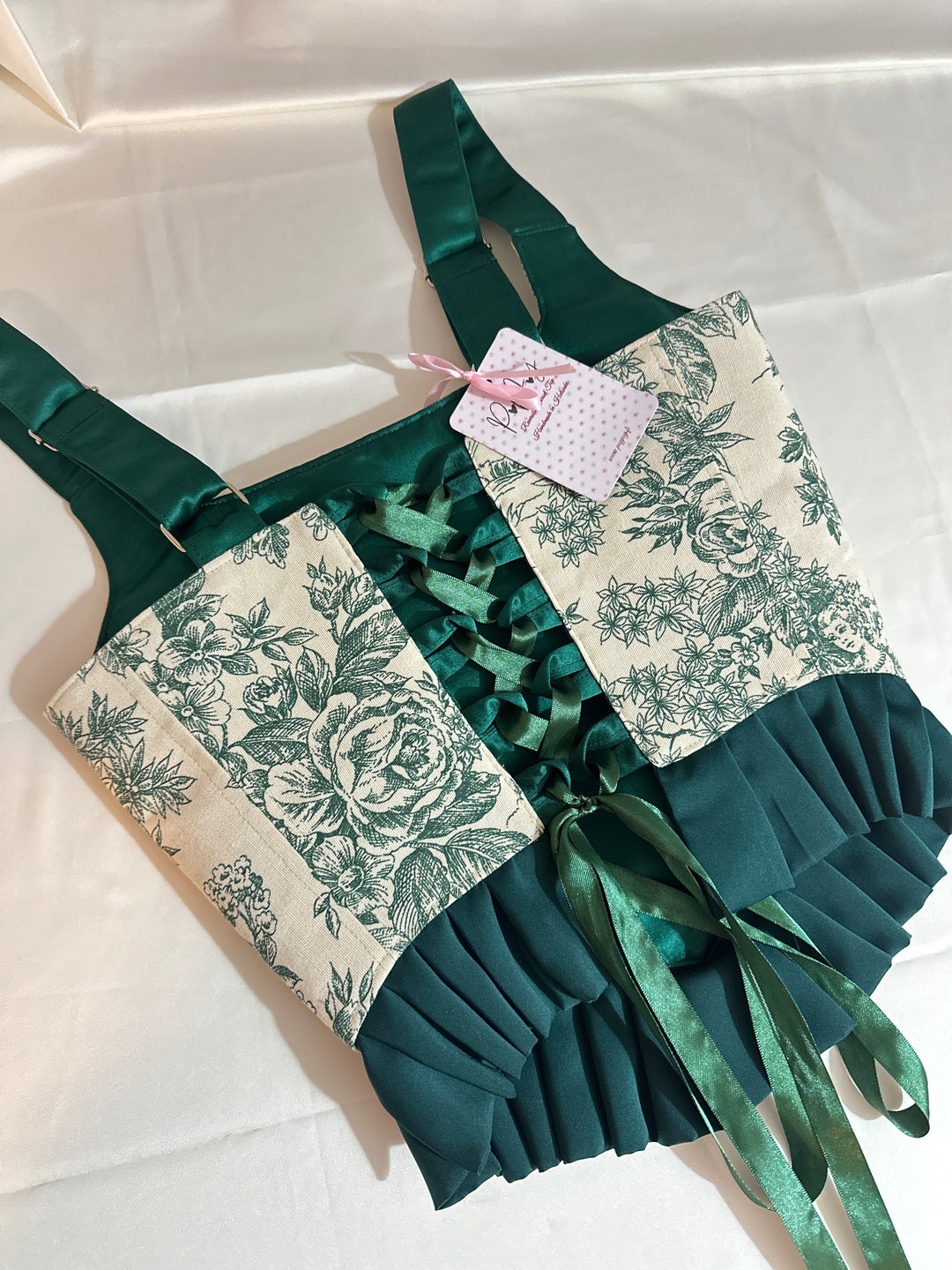 Ruffled Emerald Green - Reversible Corset Top (Made to Order) — made in Finland