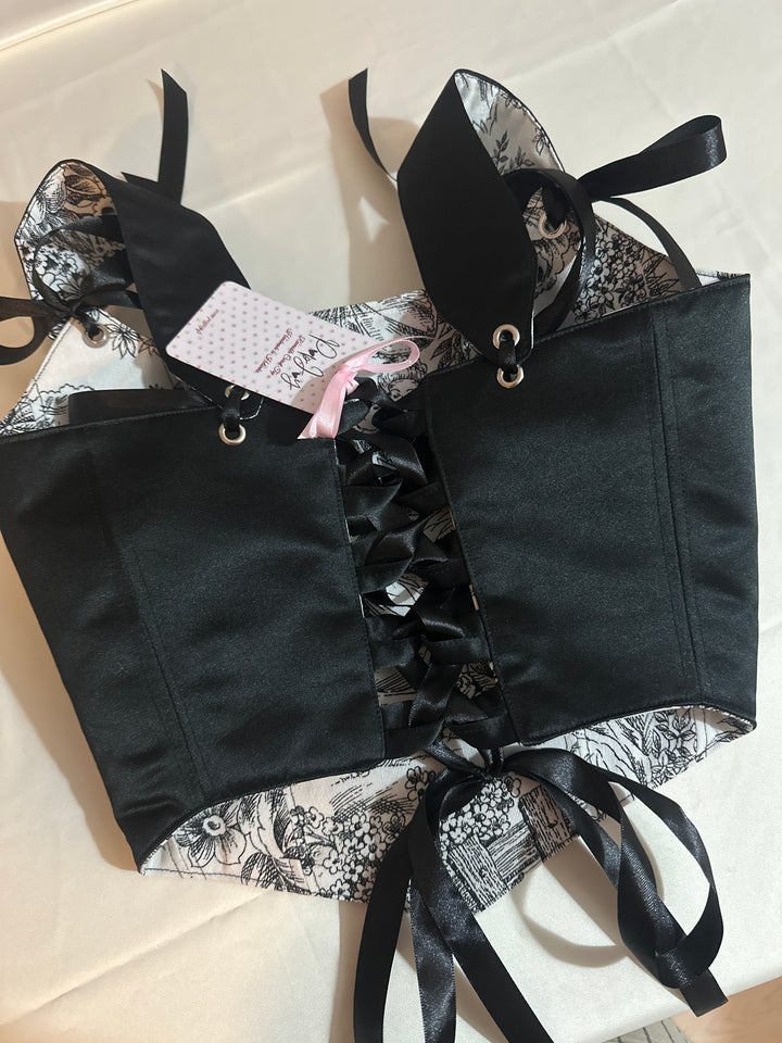 Black Jolie - Removable Straps - Reversible corset Top (Made to Order) — made in Finland