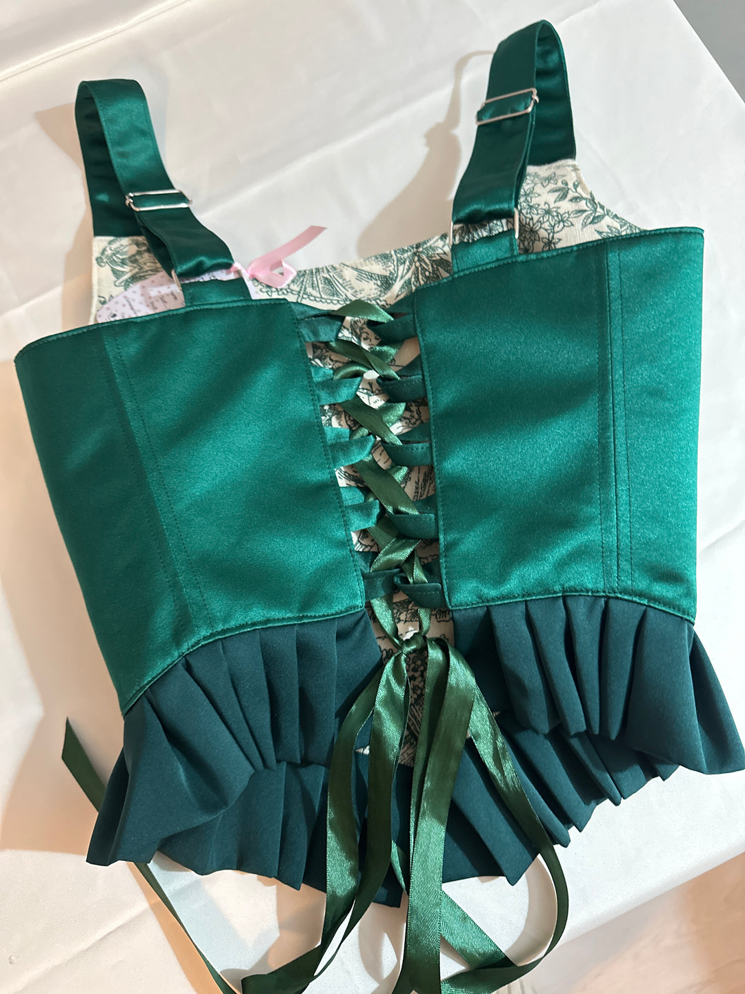 Ruffled Emerald Green - Reversible Corset Top (Made to Order) — made in Finland