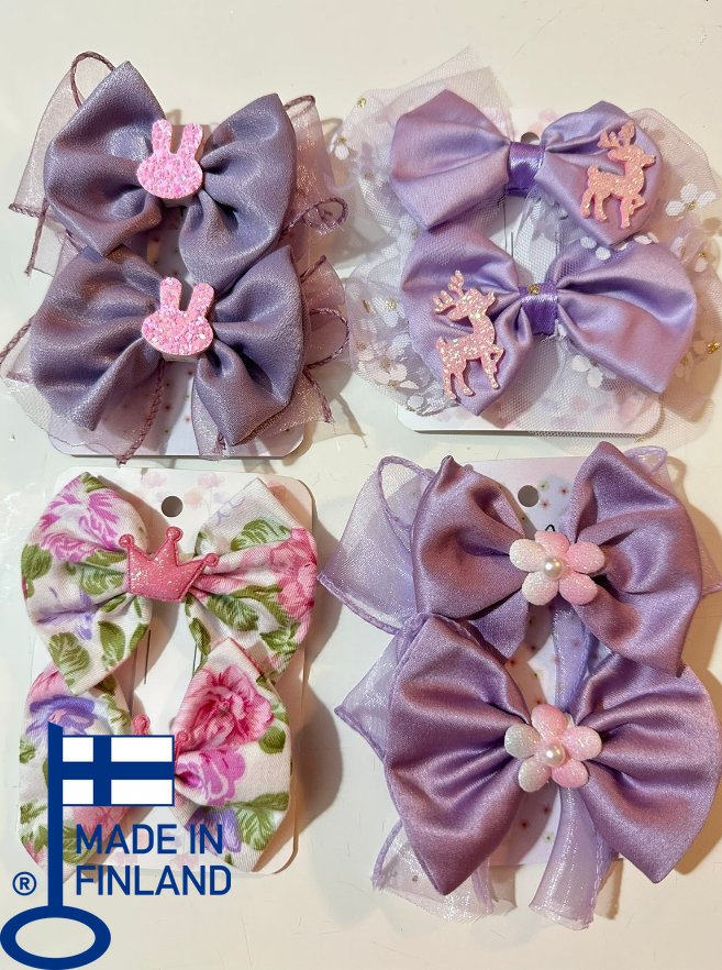 Lilac Set - Pair Bow Clip — handmade hair accessory by PopJoy, Helsinki
