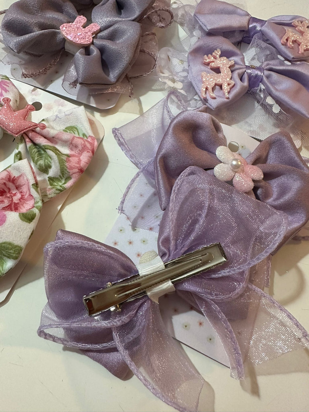 Lilac Set - Pair Bow Clip — handmade hair accessory by PopJoy, Helsinki