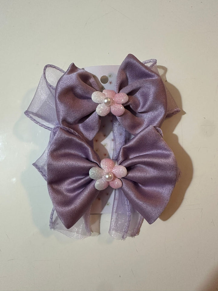 Lilac Set - Pair Bow Clip — handmade hair accessory by PopJoy, Helsinki