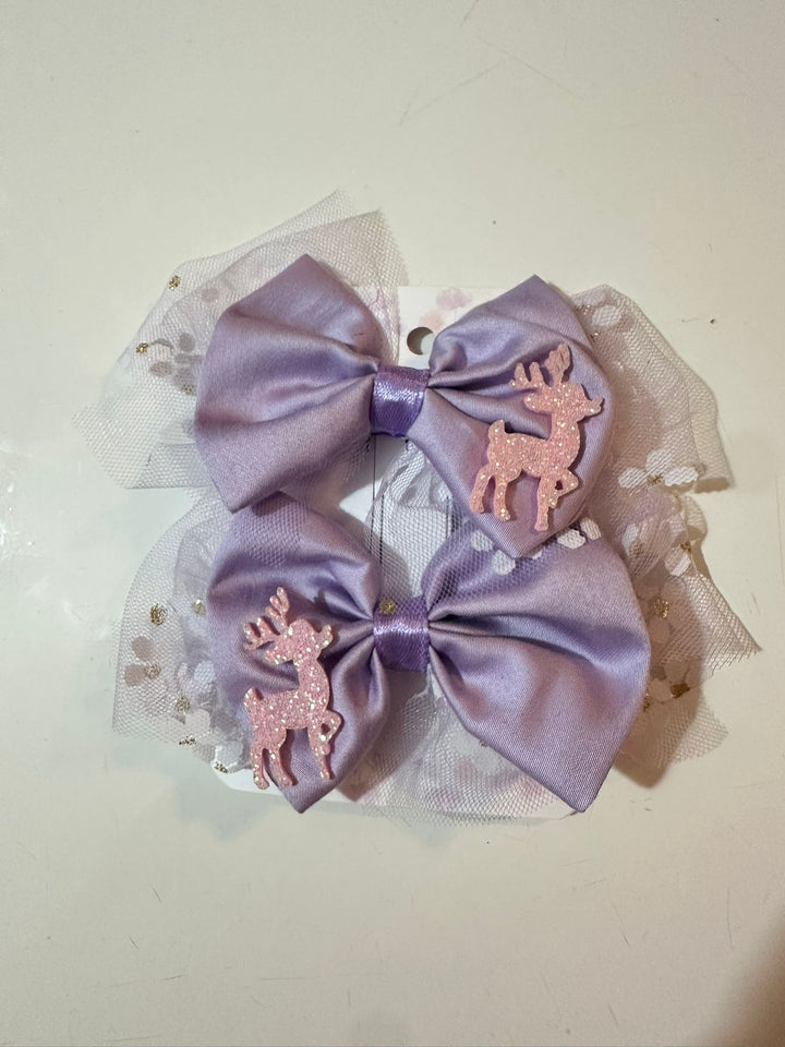 Lilac Set - Pair Bow Clip — handmade hair accessory by PopJoy, Helsinki