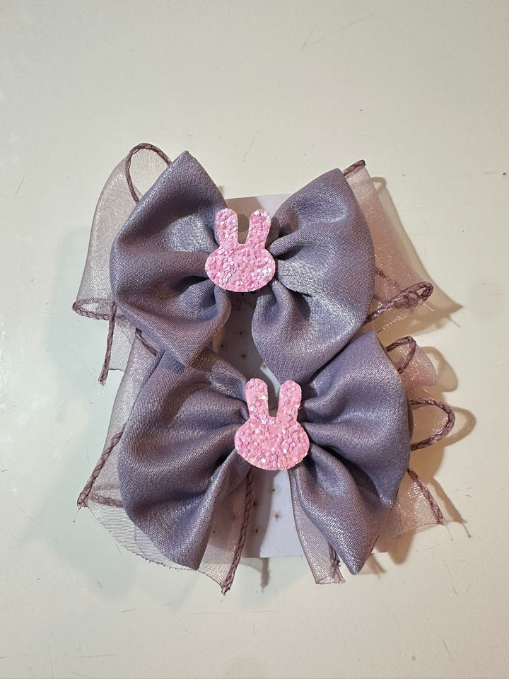 Lilac Set - Pair Bow Clip — handmade hair accessory by PopJoy, Helsinki