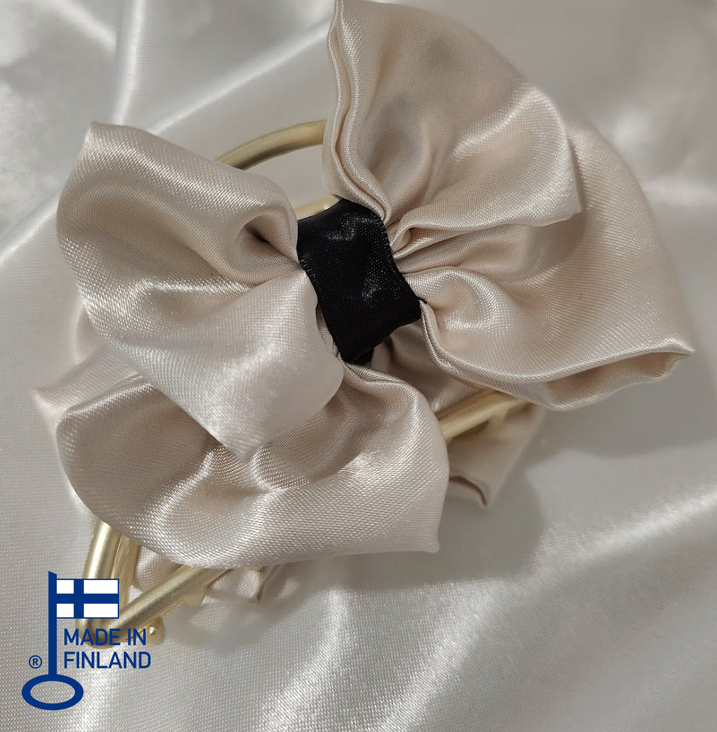 Metallic Hair Claw Clip with bow - White Satin Bow — made in Finland — view 5