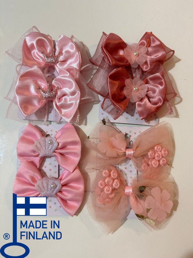 Pink Set - Pair Bow Clip — handmade hair accessory by PopJoy, Helsinki