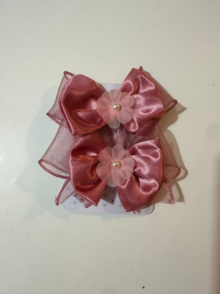 Pink Set - Pair Bow Clip — handmade hair accessory by PopJoy, Helsinki