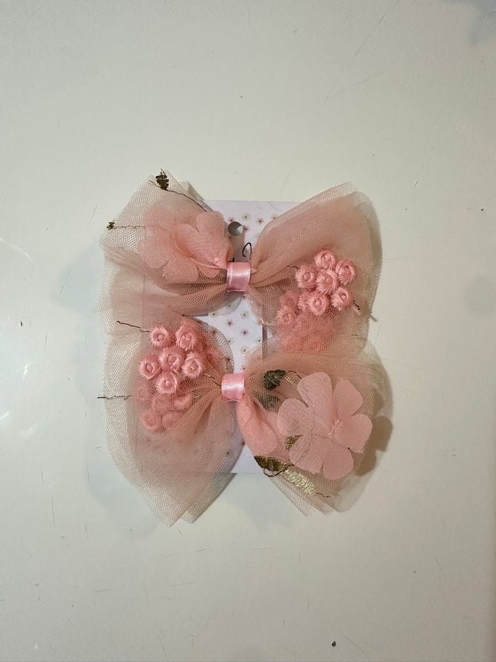 Pink Set - Pair Bow Clip — handmade hair accessory by PopJoy, Helsinki