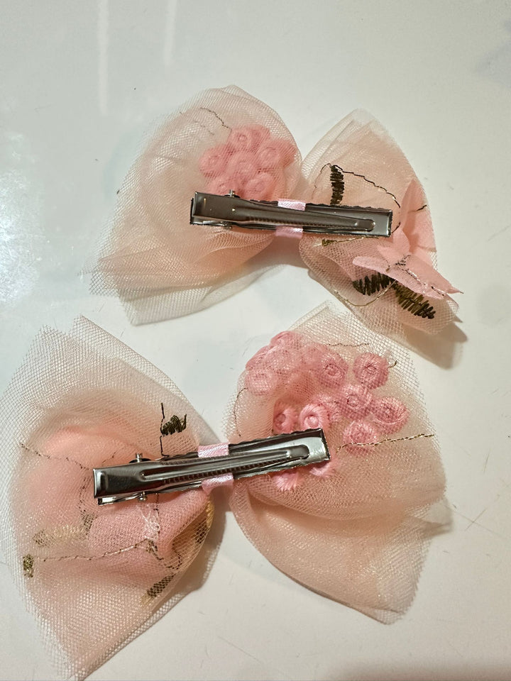 Pink Set - Pair Bow Clip — handmade hair accessory by PopJoy, Helsinki