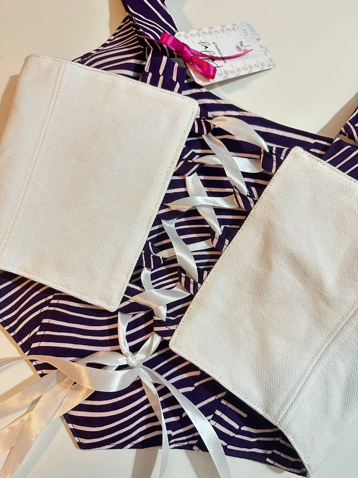Purple &amp; White Stripes - Reversible Corset Top- S-M — reversible corset top handmade in Helsinki by PopJoy
